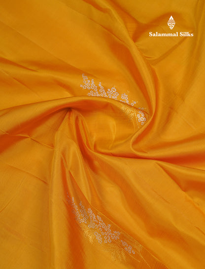 Beautiful Yellow Fancy Pure Kanjivaram Silk Saree With Contrast Green Blouse