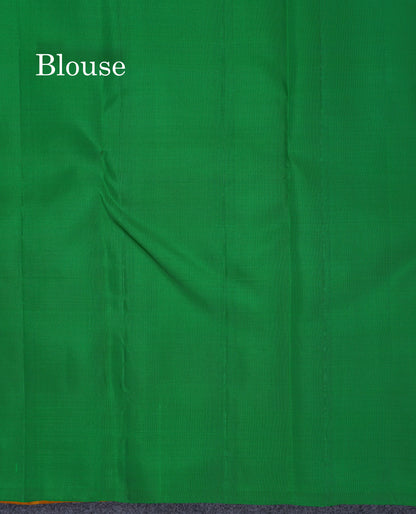 Beautiful Yellow Fancy Pure Kanjivaram Silk Saree With Contrast Green Blouse