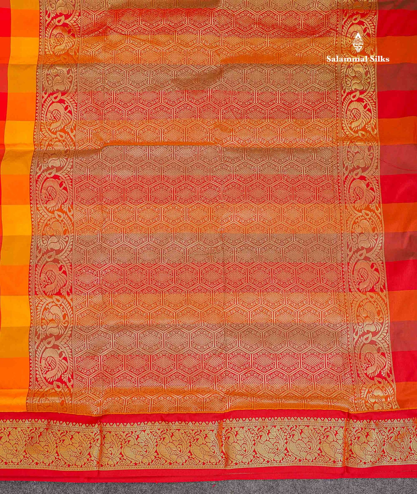 Semi Silk Saree - Paalum Pazham Checks Multicolour Colour Body With Contrast Maroon Border | 9 Yards