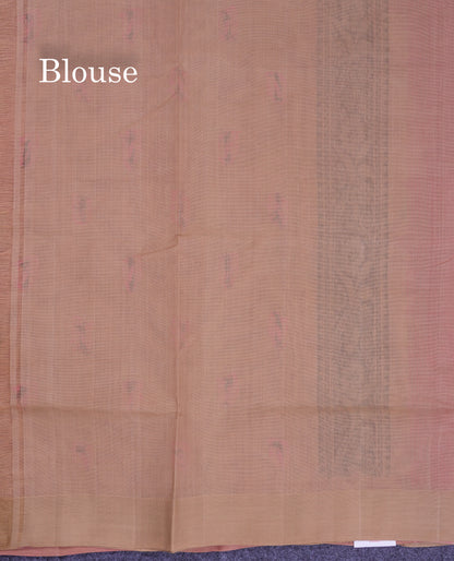 Beautiful Pink Thread Work Butta Handloom Pure Cotton Saree With Contrast Cream Sandal Blouse