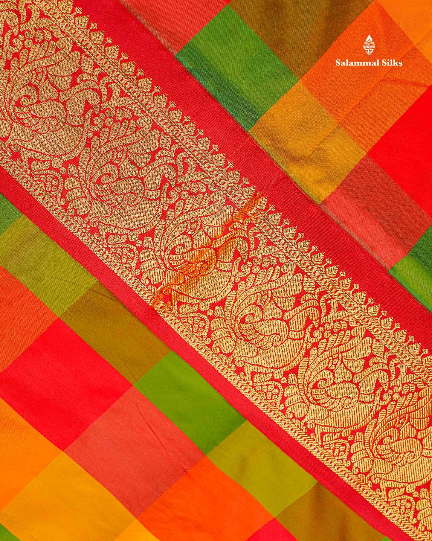 Semi Silk Saree - Paalum Pazham Checks Multicolour Colour Body With Contrast Maroon Border | 9 Yards