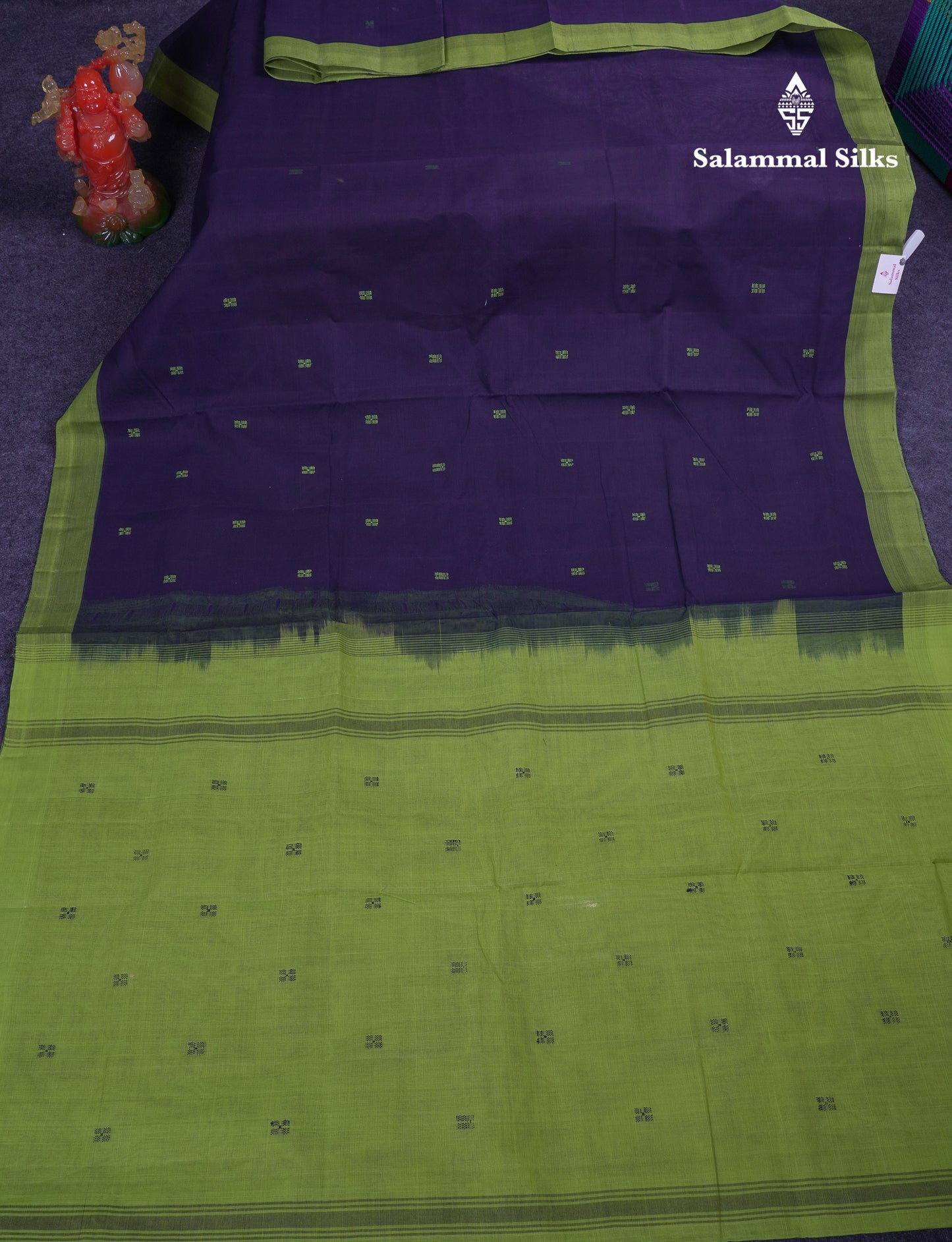 Beautiful Dark Maroon Thread Work Butta Handloom Pure Cotton Saree With Contrast Mustard Yellow Blouse