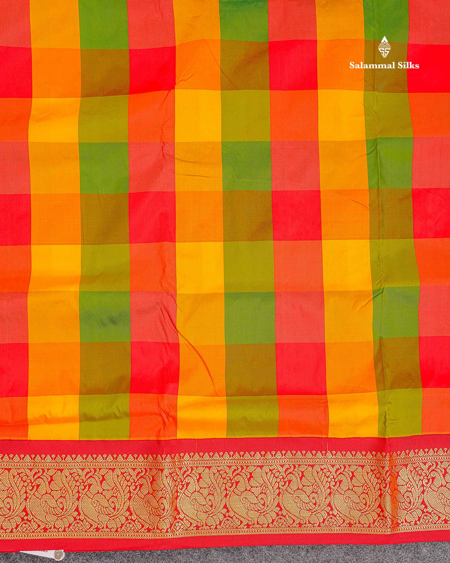 Semi Silk Saree - Paalum Pazham Checks Multicolour Colour Body With Contrast Maroon Border | 9 Yards
