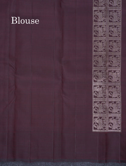Beautiful Rust Orange Pure Kanjivaram Silk Saree With Contrast Dark Brown Plain Border