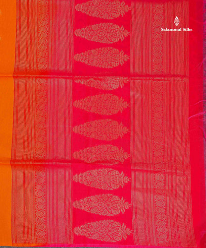 SICO Cotton Saree - Mango Yellow Colour Body Small Zari Butta With Contrast Redish Pink Blouse