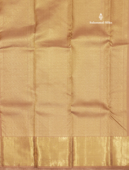Sandal Colour Pure Kanjivaram Silk Saree With Gold Zari Border