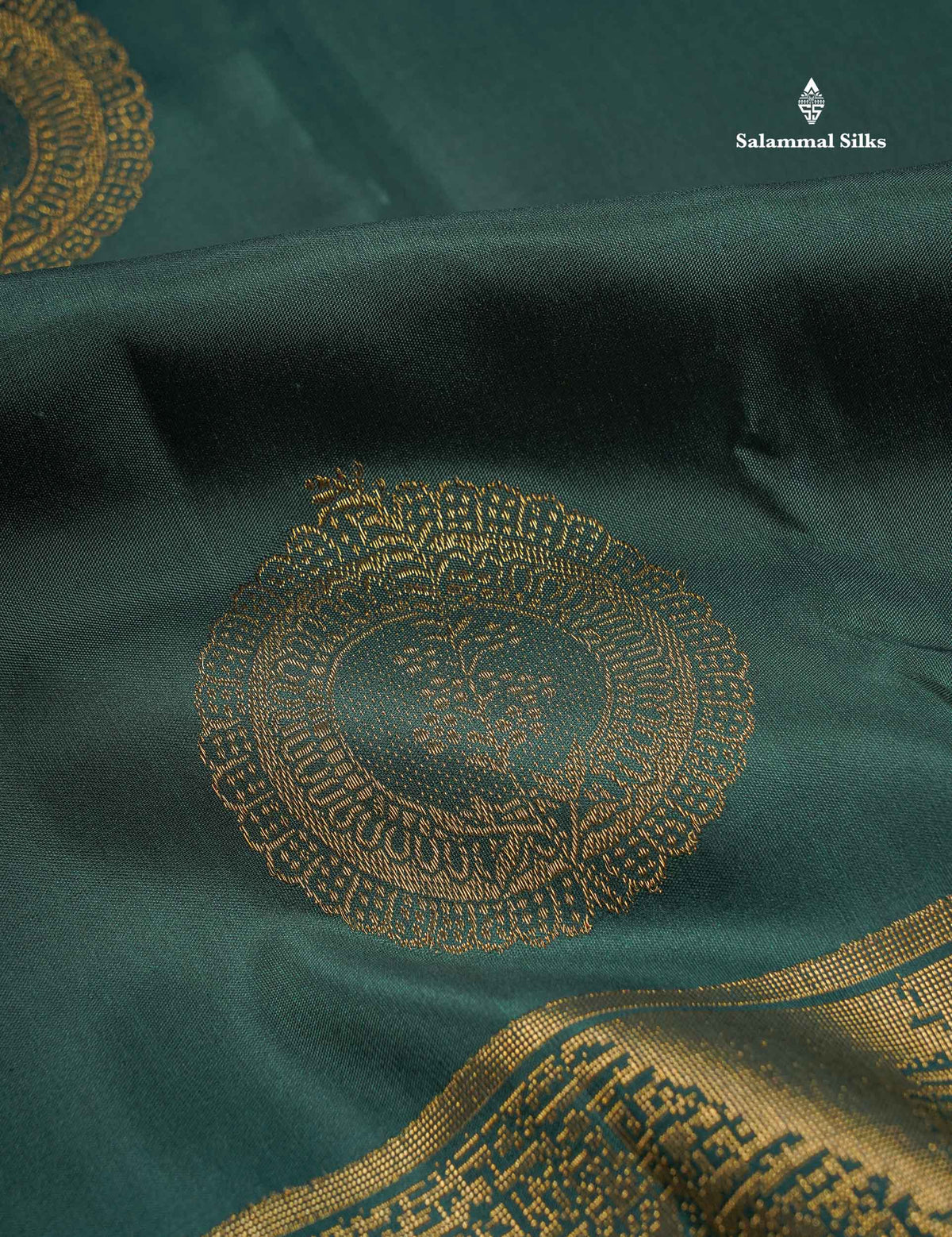 Pure Kanjivaram Silk Saree - Bottle Green Colour Body With Traditional Dancer Border