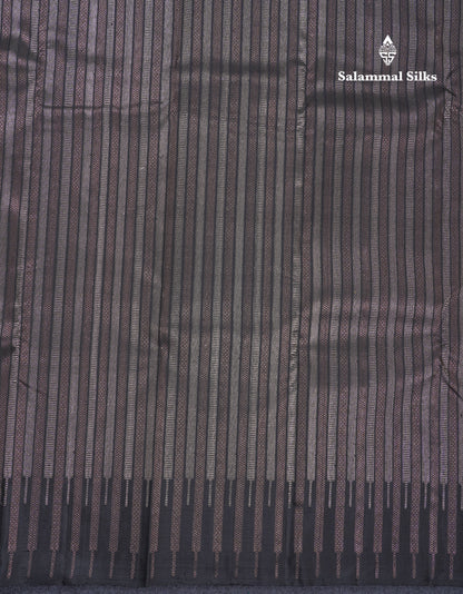 Beautiful Black Fancy Pure Kanjivaram Silk Saree With Contrast Yellow Blouse
