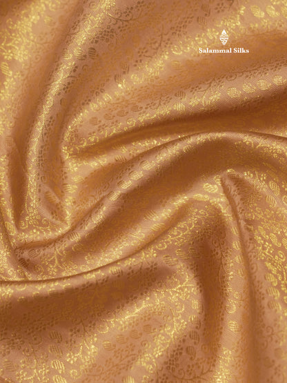 Sandal Colour Pure Kanjivaram Silk Saree With Gold Zari Border