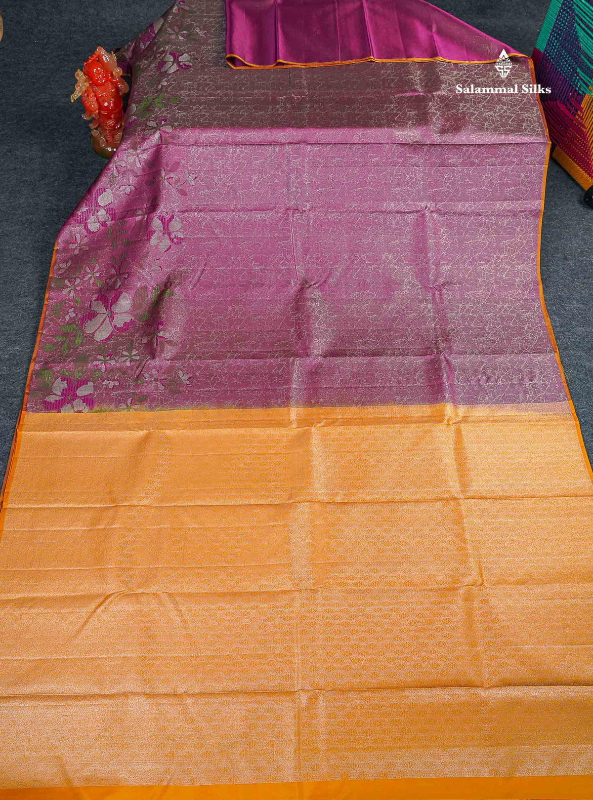 Fancy Pure Kanjivaram Silk Saree - Magenta Colour Body With Contrast Mustard Yellow Blouse