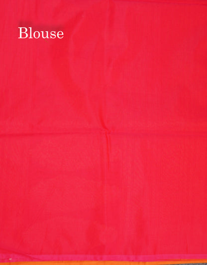 SICO Cotton Saree - Mango Yellow Colour Body Small Zari Butta With Contrast Redish Pink Blouse