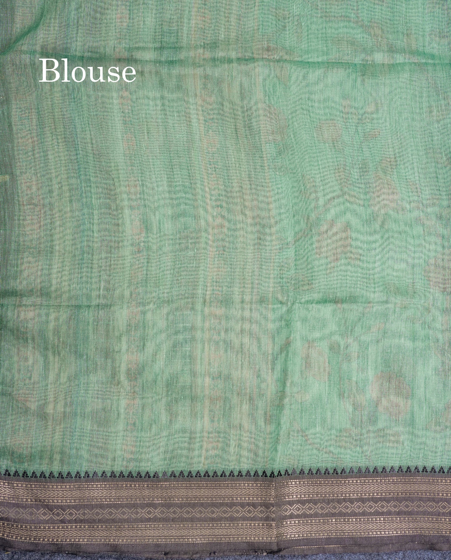 Grey Chanderi Mixed Cotton Saree With Contrast Black Banarasi Border