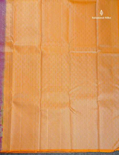 Fancy Pure Kanjivaram Silk Saree - Magenta Colour Body With Contrast Mustard Yellow Blouse