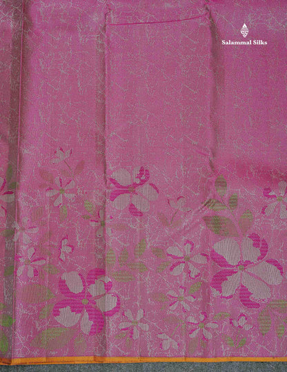 Fancy Pure Kanjivaram Silk Saree - Magenta Colour Body With Contrast Mustard Yellow Blouse