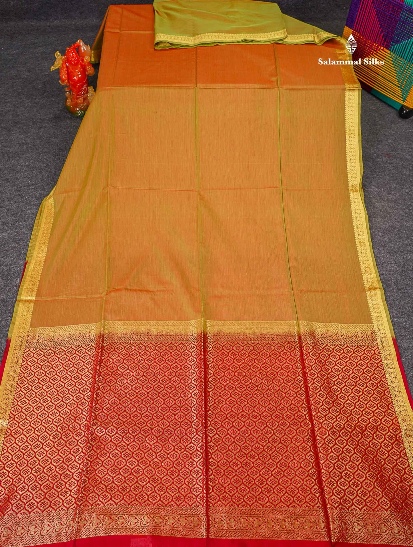 SICO Cotton Saree - Manthulir Yellow Colour Body Plain With Contrast Maroon Blouse
