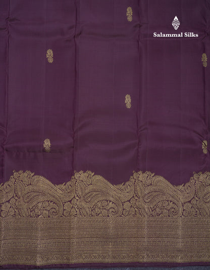 Beautiful Dark Magenta Pure Kanjivaram Silk Saree With Traditional & Turning Border