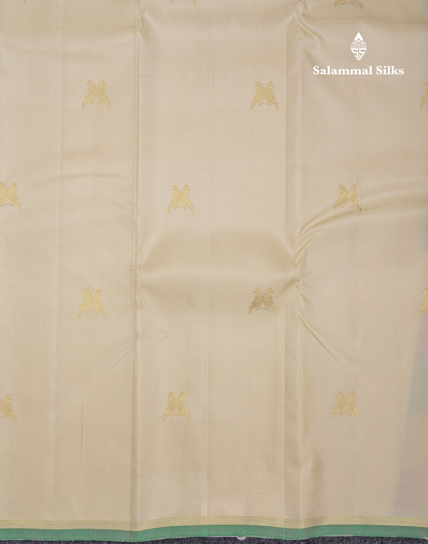 Beautiful Cream Twin Bird Butta Pure Kanjivaram Silk Saree With Contrast Paalum Pazham Checks Blouse