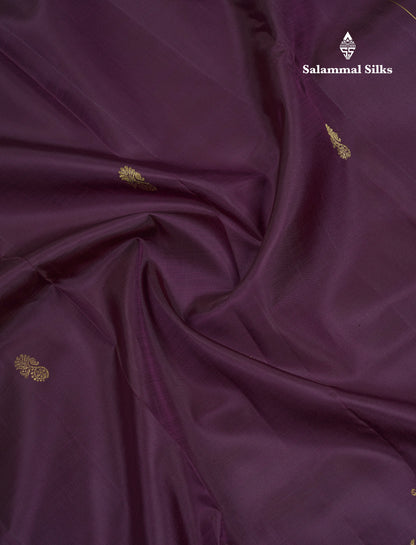 Beautiful Dark Magenta Pure Kanjivaram Silk Saree With Traditional & Turning Border