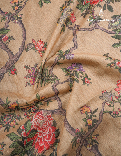 Grey Chanderi Mixed Cotton Saree With Contrast Black Banarasi Border