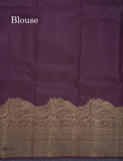Beautiful Dark Magenta Pure Kanjivaram Silk Saree With Traditional & Turning Border