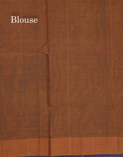 Beautiful Dark Maroon Thread Work Butta Handloom Pure Cotton Saree With Contrast Mustard Yellow Blouse