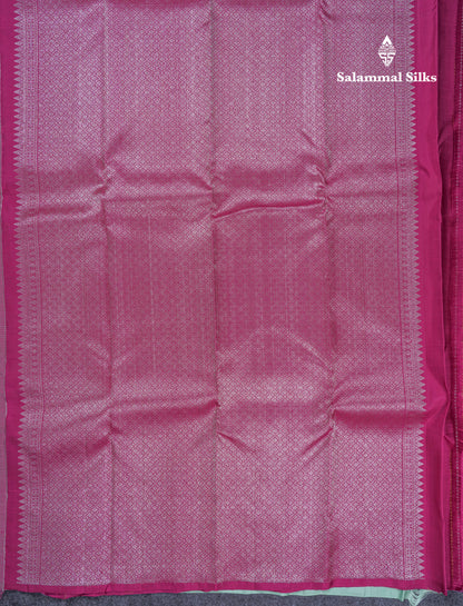 Beautiful Rexona Green Fancy Pure Kanjivaram Silk Saree With Contrast Pink Blouse