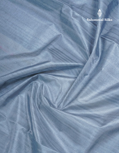 Grey Semi Tussar Fancy Saree With Floral Print Blouse