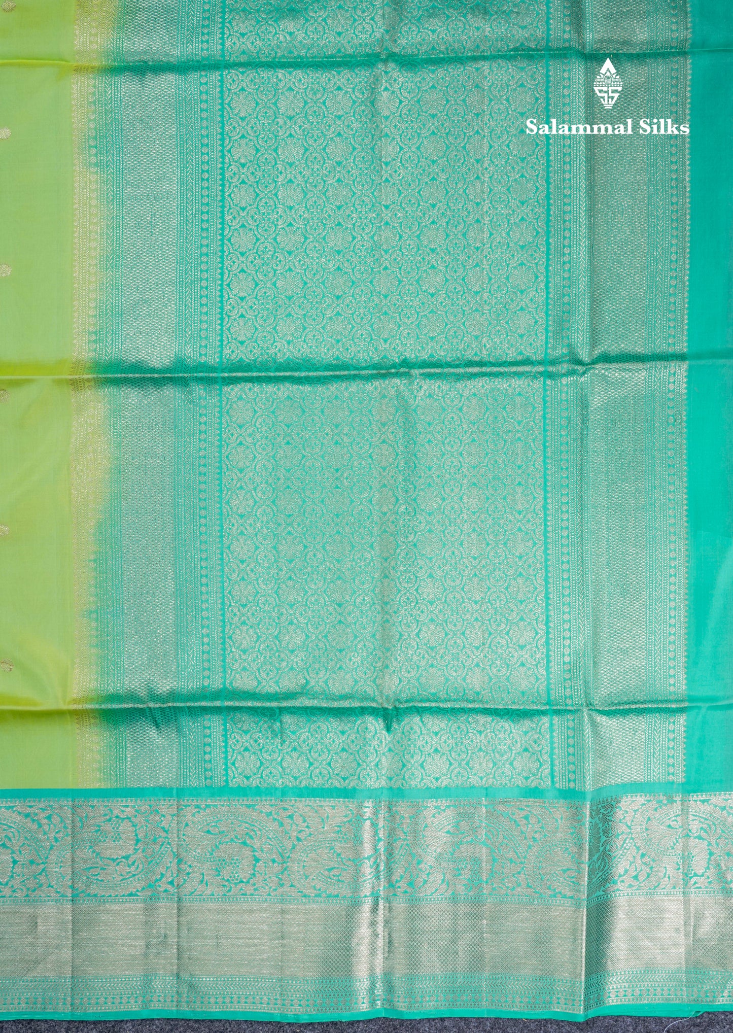 Light Parrot Green Pure Soft Silk Saree With Teal Border