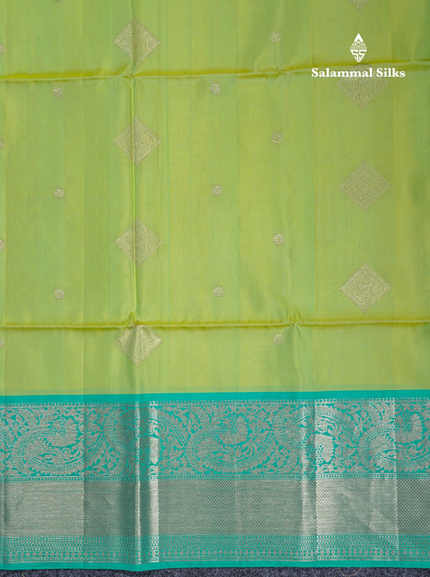 Light Parrot Green Pure Soft Silk Saree With Teal Border