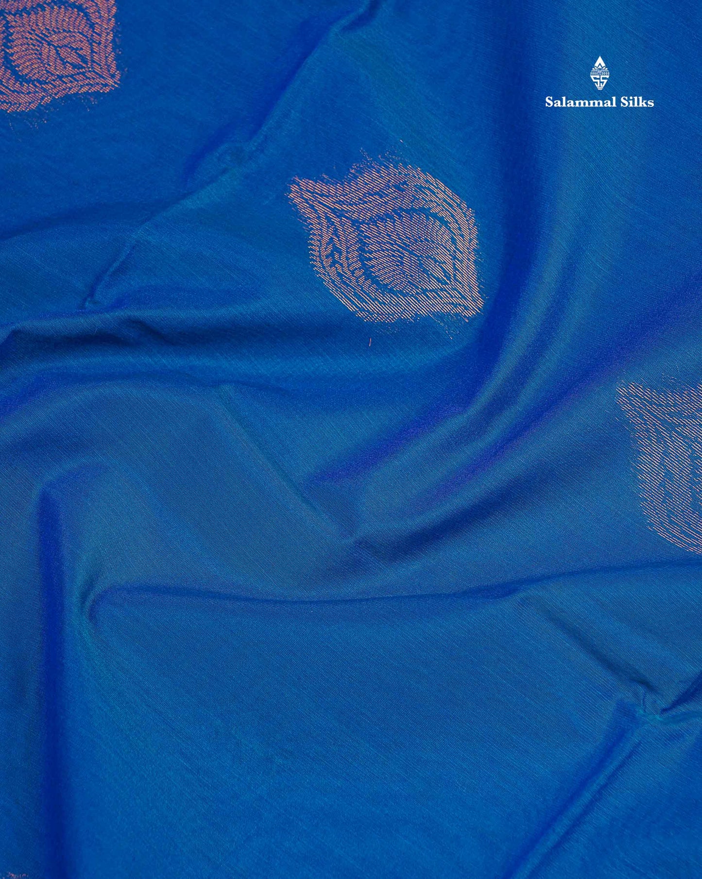 SICO Cotton Saree - Peacock Blue Colour Body Zari Butta With Contrast Red Blouse