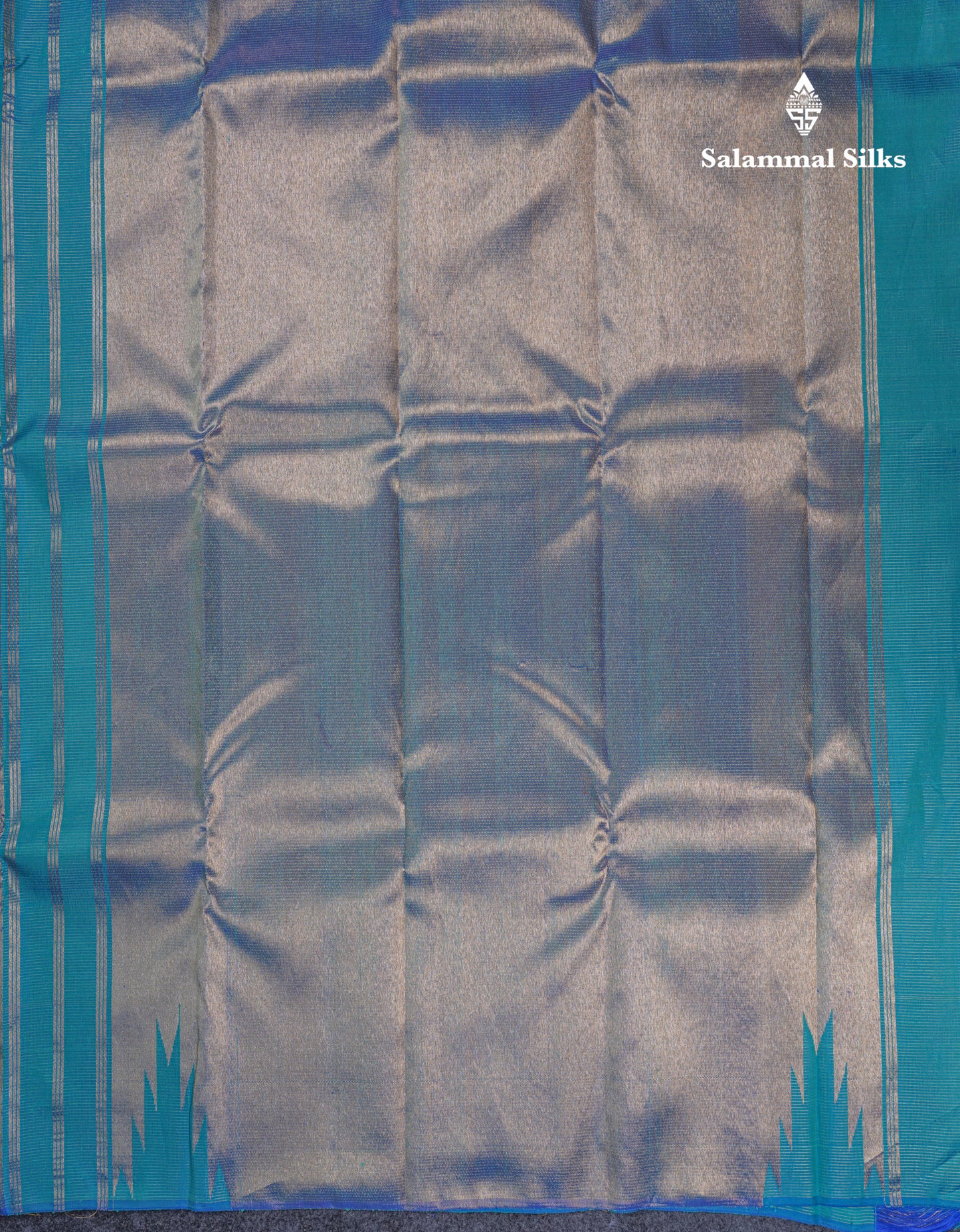 Beautiful Dual Tone Peacock Blue 8 Kol Pure Kanjivaram Silk Saree With Traditional Tissue Raising Border