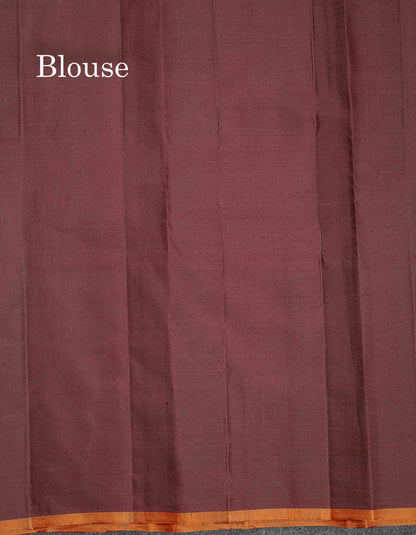 Pure Kanjivaram Silk Saree - Dark Maroon Colour Body Checks With Traditional Butta & Blouse