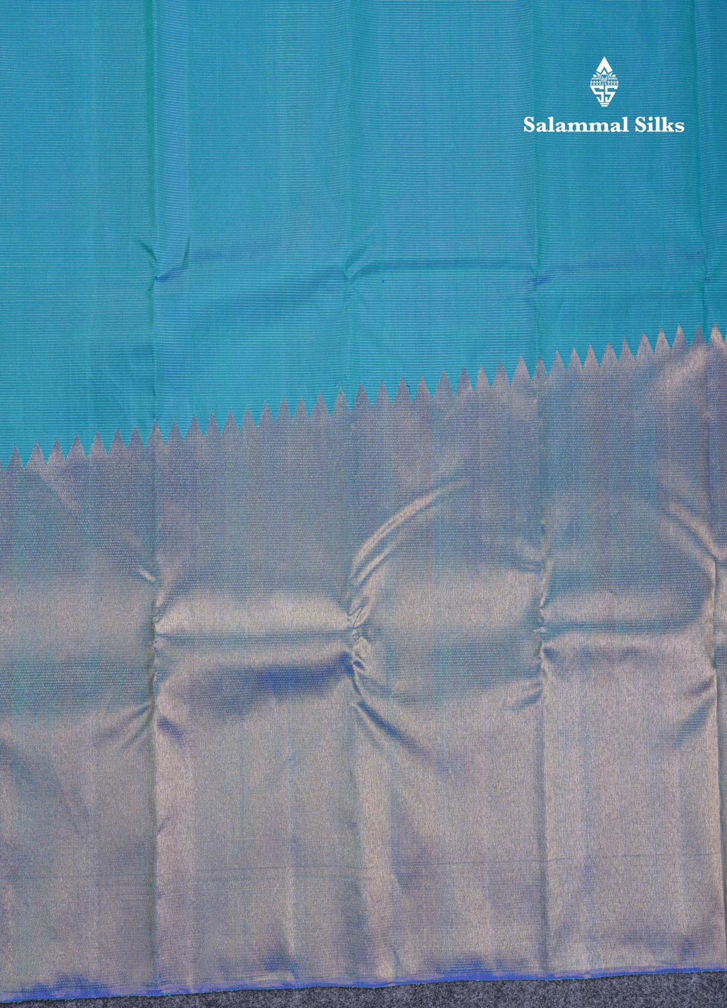 Beautiful Dual Tone Peacock Blue 8 Kol Pure Kanjivaram Silk Saree With Traditional Tissue Raising Border
