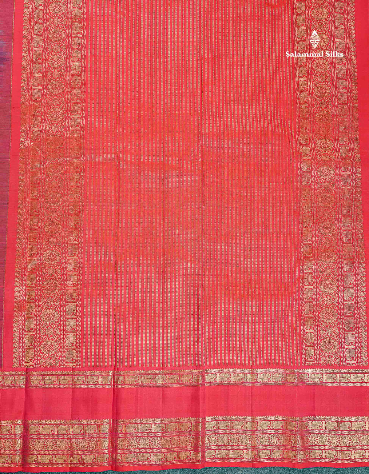 Pure Kanjivaram Silk Saree - Magenta Colour Body Checks With Butta & Contrast Pinkish Red Traditional Gap Border