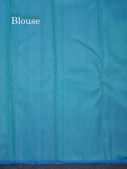 Beautiful Dual Tone Peacock Blue 8 Kol Pure Kanjivaram Silk Saree With Traditional Tissue Raising Border