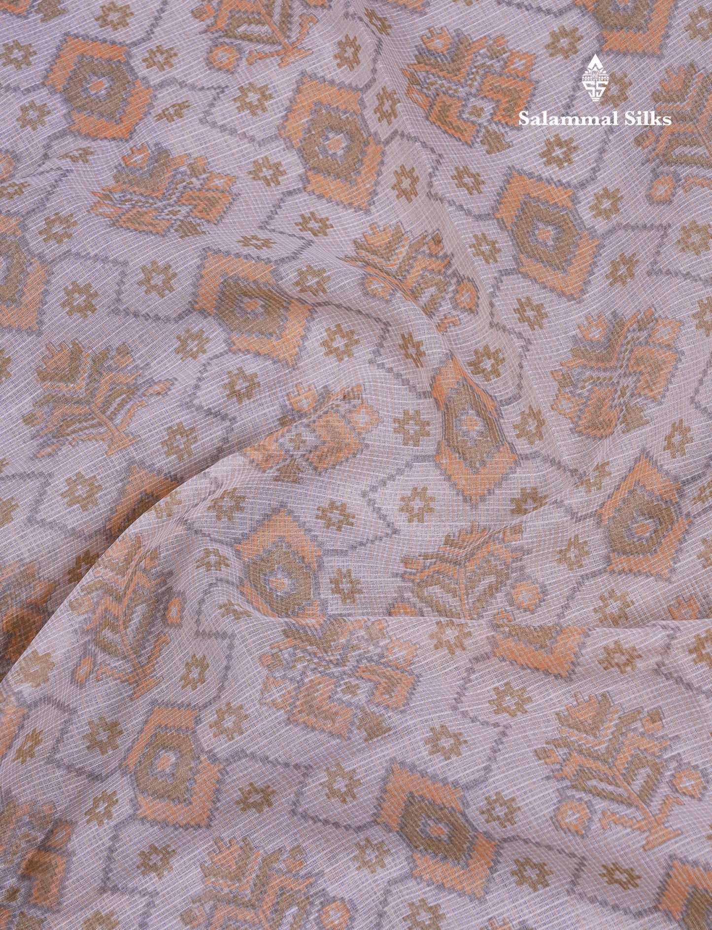 Beautiful Light Blue Kota Cotton Fancy Saree With Contrast Cream Sandal Border