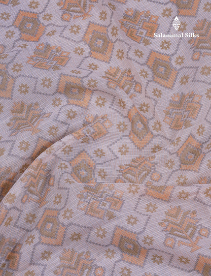 Beautiful Light Blue Kota Cotton Fancy Saree With Contrast Cream Sandal Border