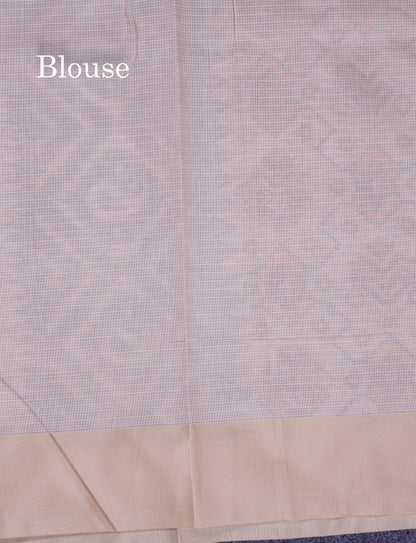 Beautiful Light Blue Kota Cotton Fancy Saree With Contrast Cream Sandal Border