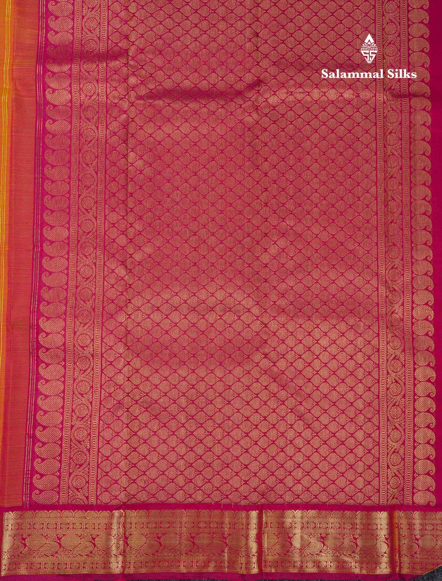 Beautiful Dual Tone Orange Pure Kanjivaram Silk Saree With Contrast Maroon Traditional Medium Border
