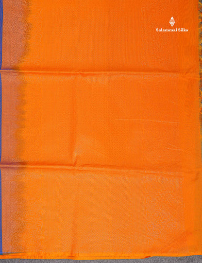 SICO Cotton Saree -Peacock Blue Colour Body Small Zari Butta With Contrast Mango Yellow Blouse