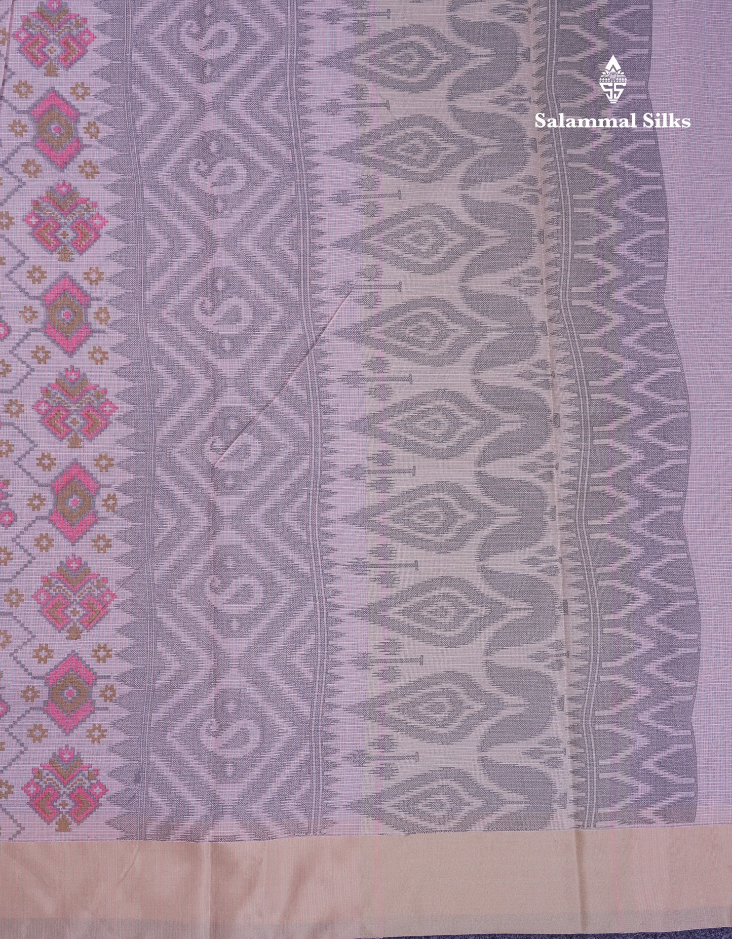 Beautiful Light Blue Kota Cotton Fancy Saree With Contrast Cream Sandal Border