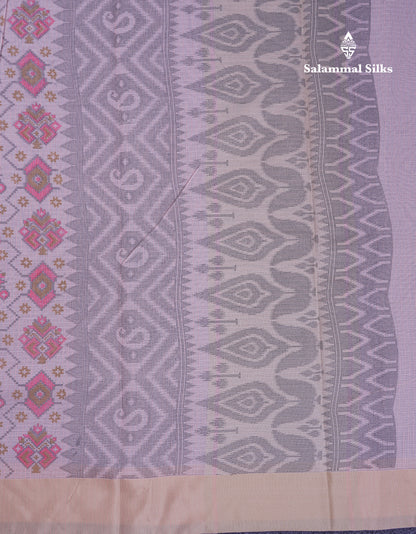 Beautiful Light Blue Kota Cotton Fancy Saree With Contrast Cream Sandal Border