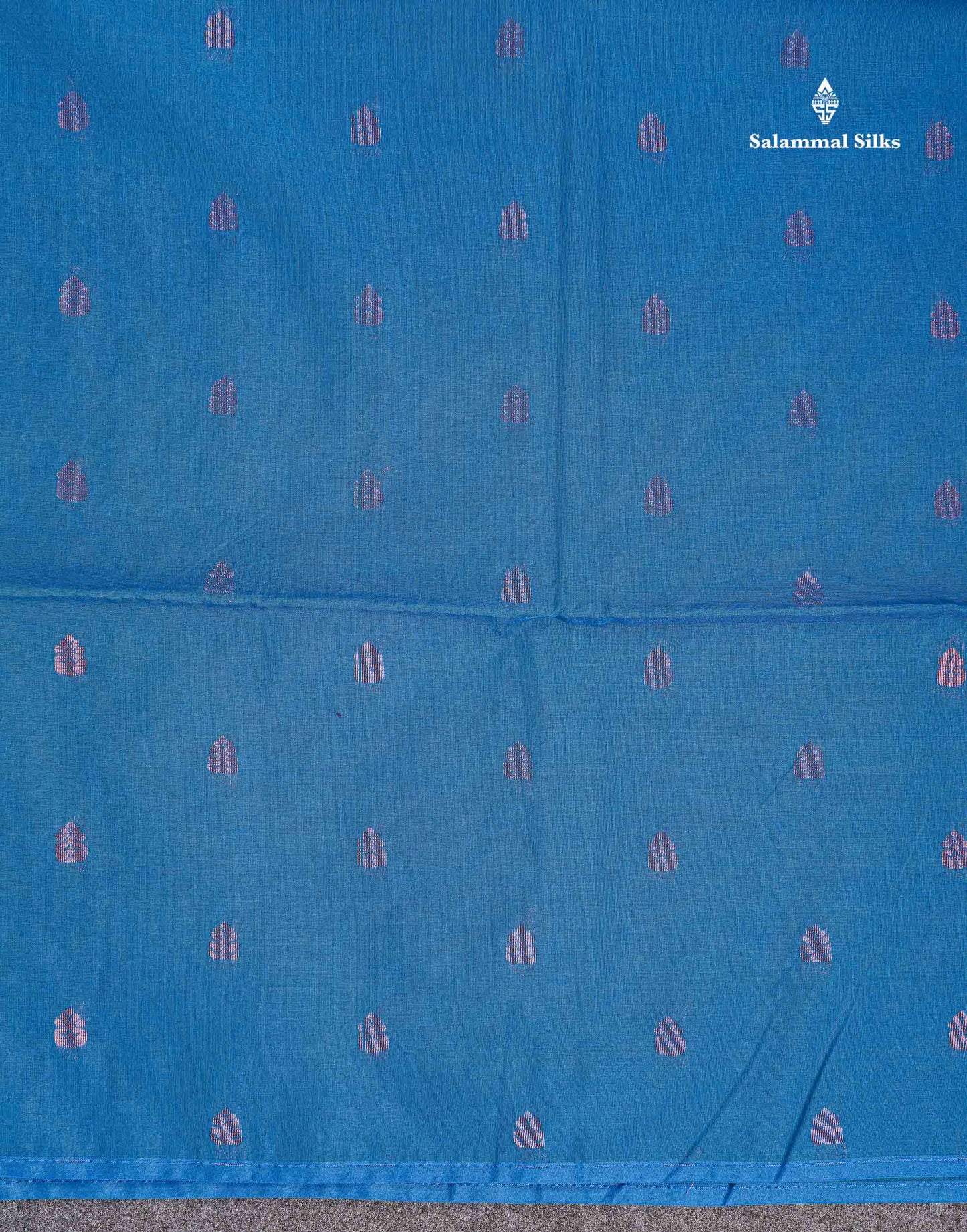 SICO Cotton Saree -Peacock Blue Colour Body Small Zari Butta With Contrast Mango Yellow Blouse
