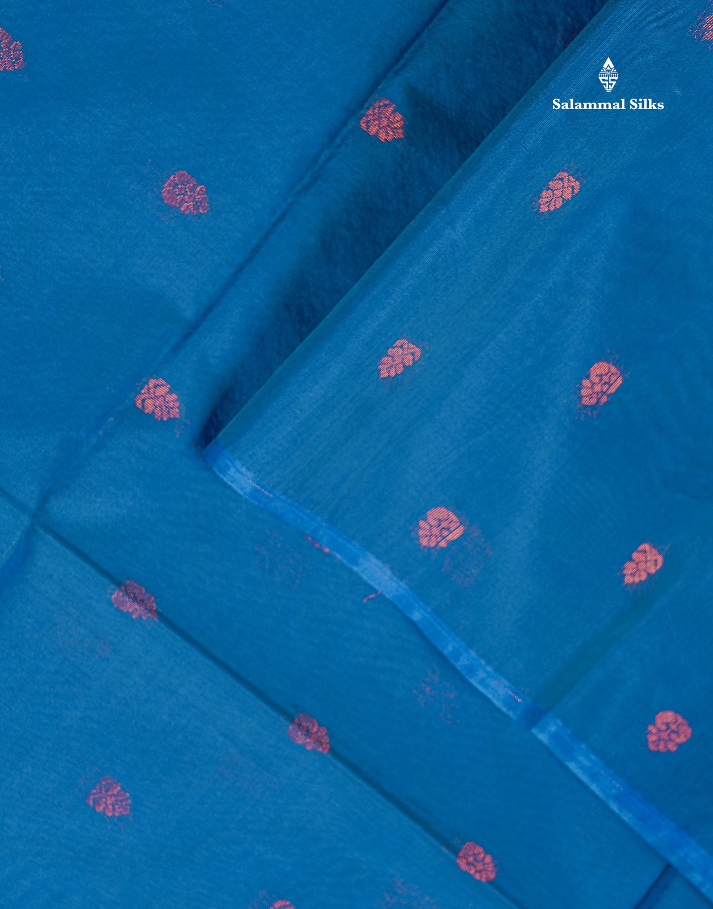 SICO Cotton Saree -Peacock Blue Colour Body Small Zari Butta With Contrast Mango Yellow Blouse