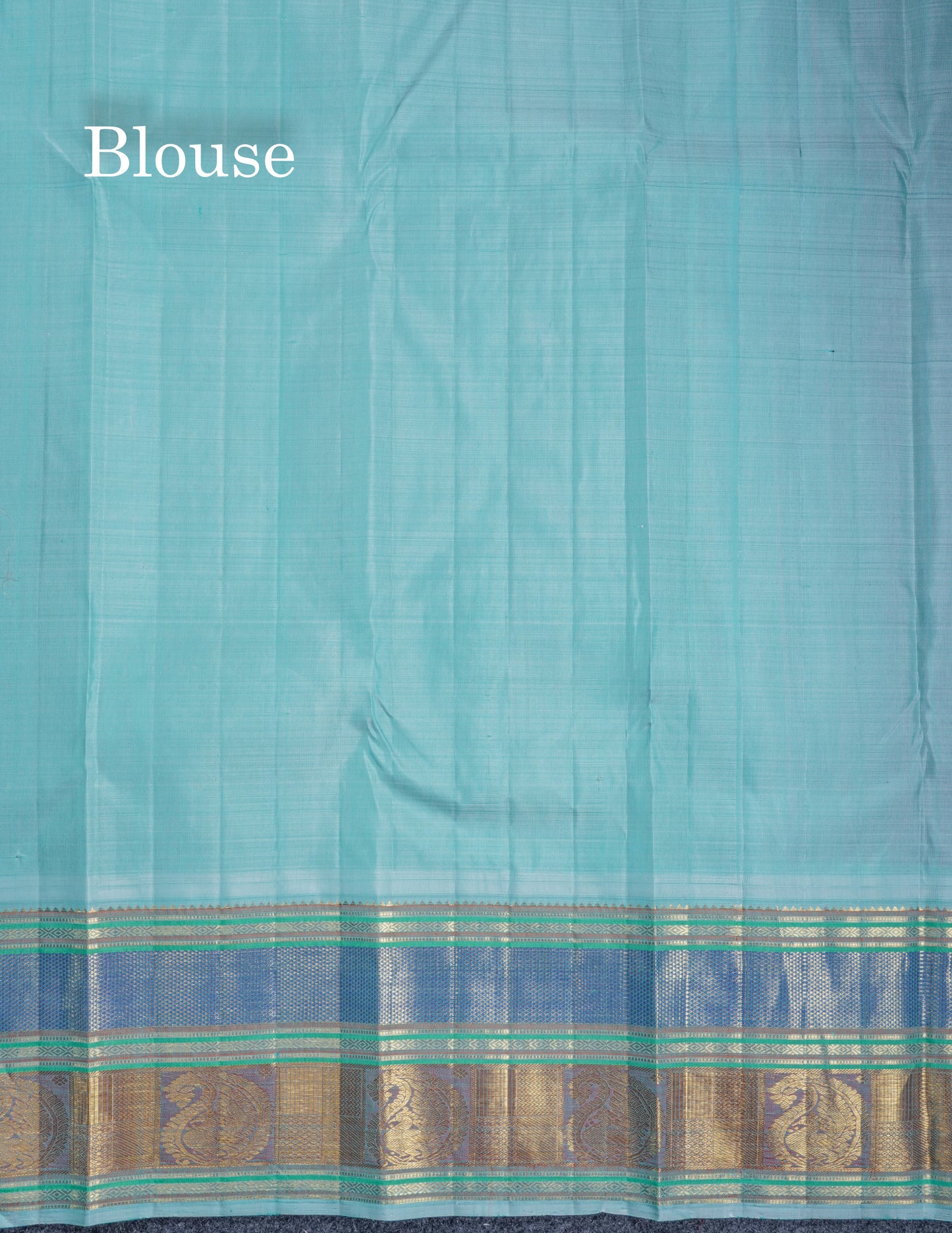 Reddish Orange Veldhari Checks Pure Kanjivaram Silk Saree With Contrast Sky Blue Traditional Border
