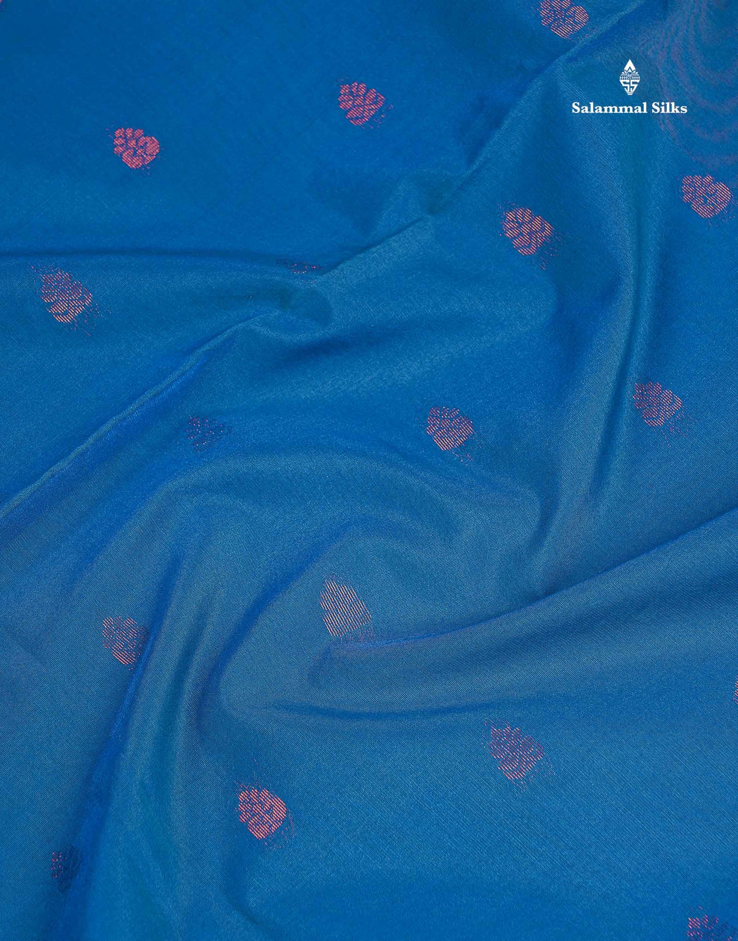 SICO Cotton Saree -Peacock Blue Colour Body Small Zari Butta With Contrast Mango Yellow Blouse