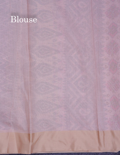 Beautiful Light Blue Kota Cotton Fancy Saree With Contrast Cream Sandal Border
