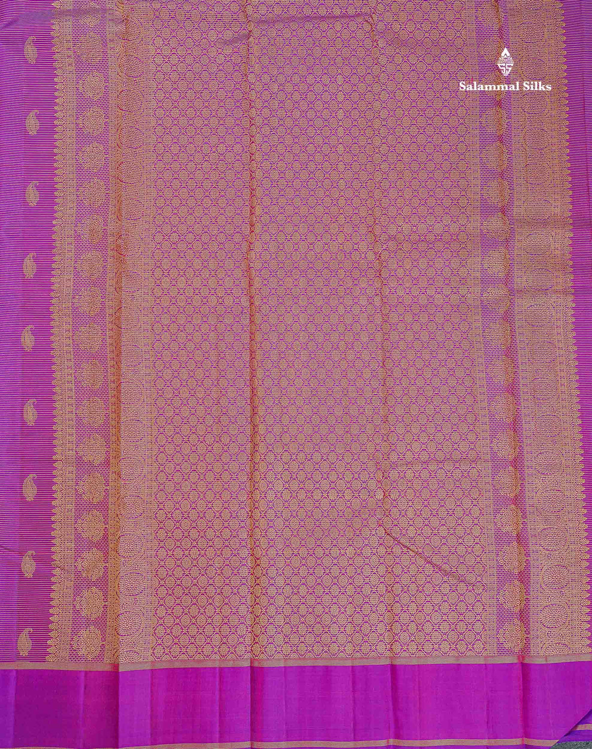 Pure Kanjivaram Silk Saree - Vadamalli Colour Body Vaira Oosi Lines With Butta & Plain Border