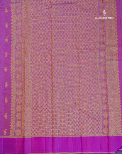 Pure Kanjivaram Silk Saree - Vadamalli Colour Body Vaira Oosi Lines With Butta & Plain Border