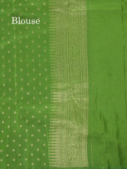 Bottle Green Semi Georgette Saree With Fancy Self Border